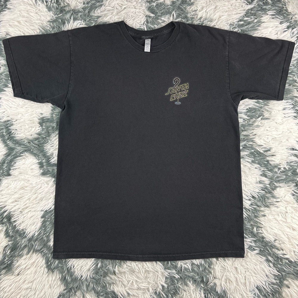 Santa Cruz Mens Skateboard Neon Black Logo T-shirt Size Large